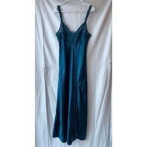 Victorias Secret Gold Label Dusty Blue Teal Polyester Night Gown Size Large